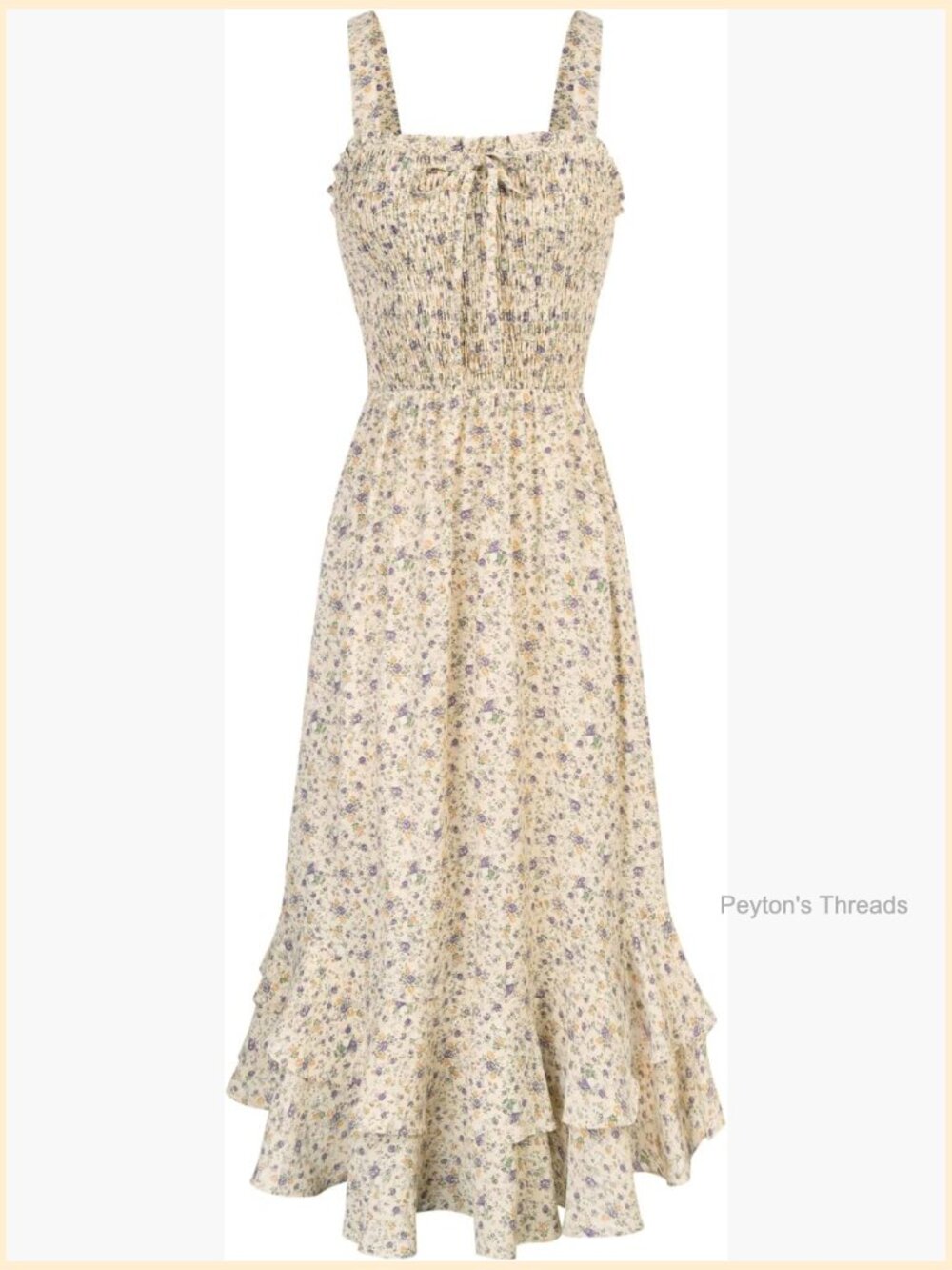 Floral Boho Square Neck Strappy Swing A-Line Maxi Dress with Pockets